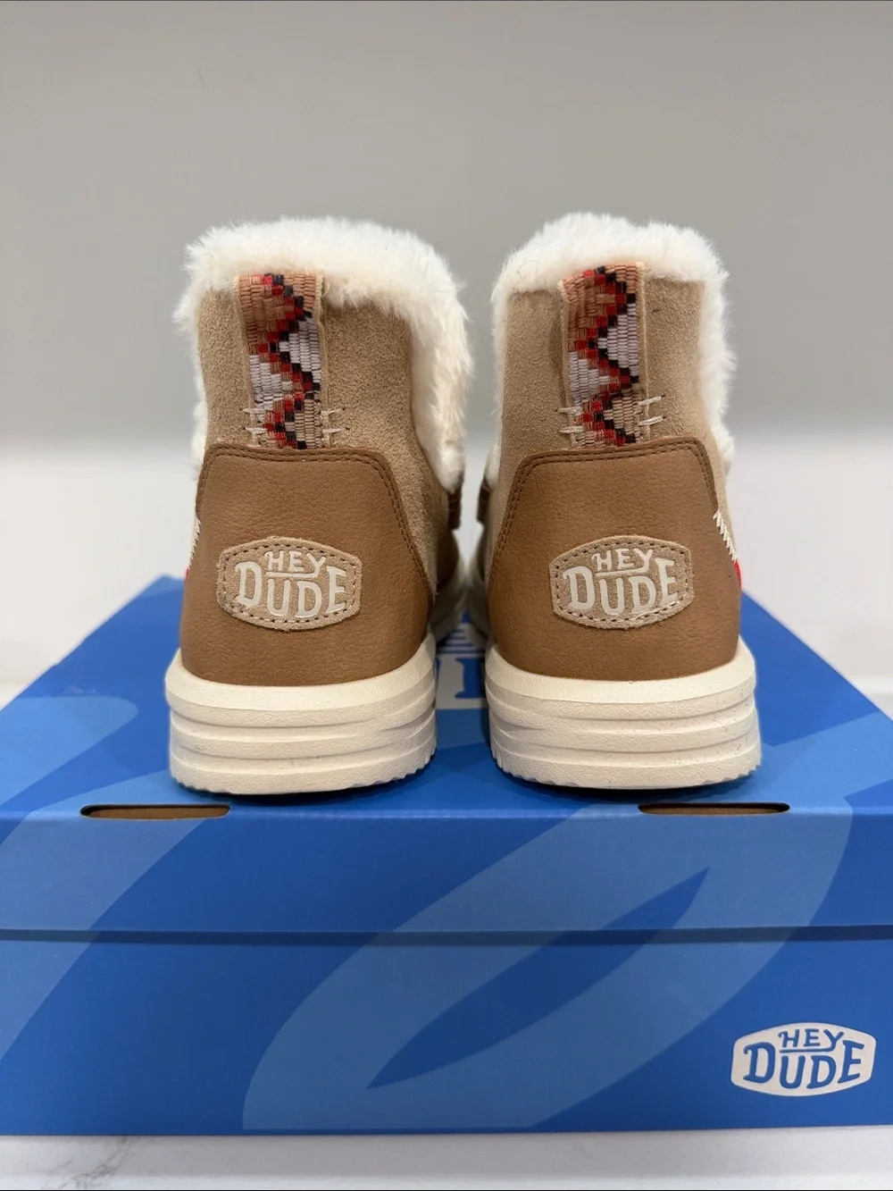 Hey Dude Women’s Tan Suede Shearling-Lined Slip-On Boots